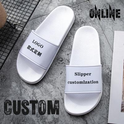 China Fashion Trend Hotel Indoor Wholesale Cheap Printing PVC Custom Women's Slipper Custom Logo Women's Slide PU Slippers for sale