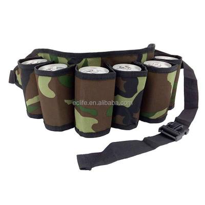 China Factory Cheap Outdoor Camping Insulated Portable Bottle Drink Can Holder Belt 6 Pack Beer Belt Bag for sale