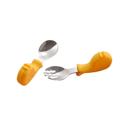 China Viable Portable Silicone Short Handle Forks And Spoons For Kids Camping Forks And Spoons for sale