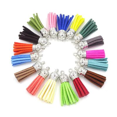 China Mobile Phone Bulk Hot Selling Stock Colored Korea Suede Keychain Key Chain Tassel for sale