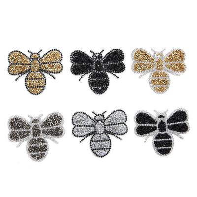 China Handmade New Style Colorful Iron On Custom Rhinestone Bee Patches For Clothes for sale