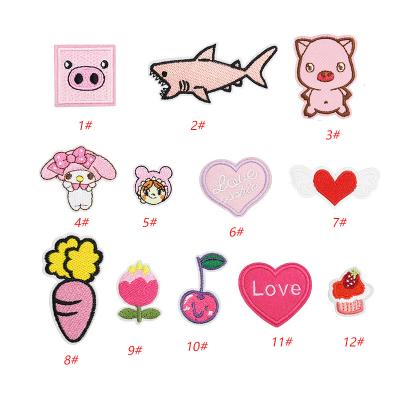 China Handmade Wholesale Iron On Computer Embroidered Pink Cute Patch For Clothes for sale