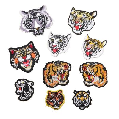 China Good Quality Handmade Iron On Embroidered Tiger Head Patches For Clothes for sale