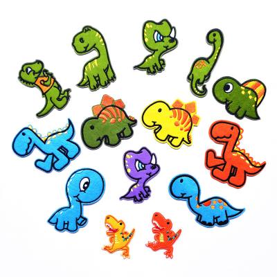 China Handmade Hot Selling Cute Colors Cartoon Iron On Embroidered Dinosaur Patch For Kids for sale