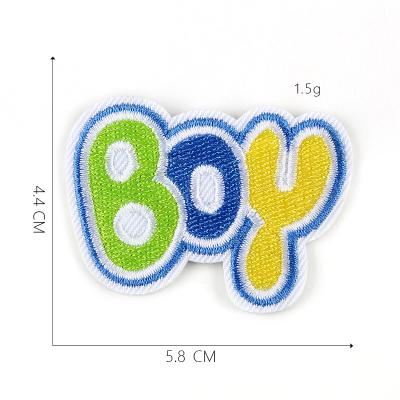 China Beautiful Handmade Boy Girl Word Iron On Embroidered Logo Patches For Hats for sale