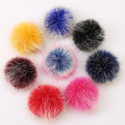 China European Factory Raccoon or Hair Ball With Snap 15cm Faux Fur Pompom With Fake Fox Pompom Handmade Faux Fur Accessory Pom Wholesale for sale