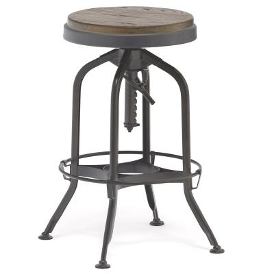 China Industrial Metal Toledo Bar Stools Style 360 ​​Degree Swivel Adjustable Height Barstools With Wooden Seat For Home Bar for sale