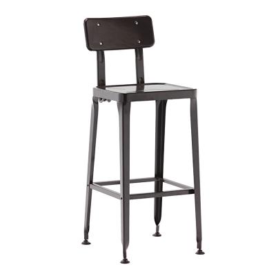 China Antique Industrial Vintage Metal Bar Height Stool Style Bar Stool Bar Height Chair With Footrest Commercial Use Bar Stools With Backrest for sale