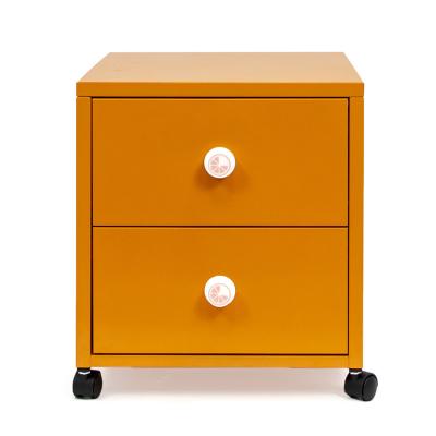 China exterior & Steel Nightstand Modern Design 2 Drawer Indoor Storage Cabinet for Bedroom Movable Pedestal Cabinet for sale