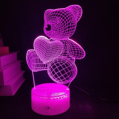 China 3D Lamp Night Light Love Gift Modern Acrylic Romantic Led Bedroom Decoration RGB 7 Color for sale