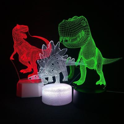 China Modern Night Light RGB 3D LED 3D Dinosaur Shape Touch Acrylic USB Base with Rechargeable and Remote for sale