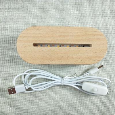 China World Wholesale Wholesale Warm White Colors Desktop Wooden Base For 3D Lamp Acrylic DC Cable for sale