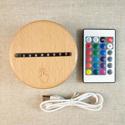 China Modern Wood Touch Table Base Remote Battery Holder For Smart Indoor Acrylic 3D LED Night Light for sale