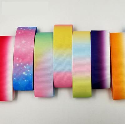 China 50 yards / piece Gift Packing Materials Gradient Effect Polyester Satin Ribbon for sale