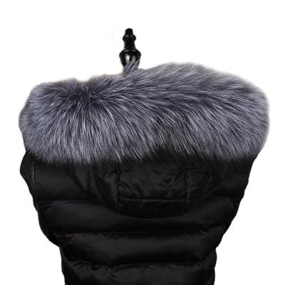 China Warm Custom Genuine Fox Fur Hood Trim Scarf Big Fur Natural Fox Fur Collar MWFur Ribbon Fox Fur Real Hoodie Collar for sale