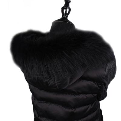 China Custom Made Luxury Genuine Fur Collar Raccoon Fur Hood Trim Scarf Big Fur Trim for sale