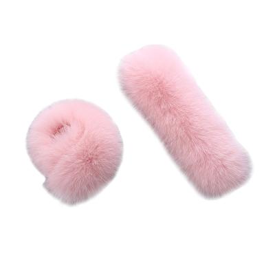 China Luxury Custom Girl's Real Pink Fox Fur Cuffs Slap On Wrist for sale