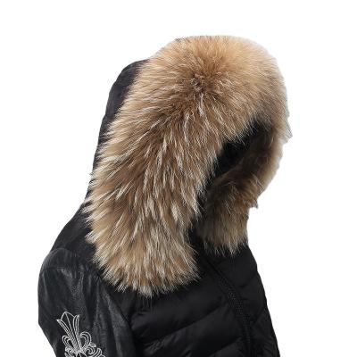 China Real luxury custom made natural raccoon fur collar raccoon fur band trim for hood for sale