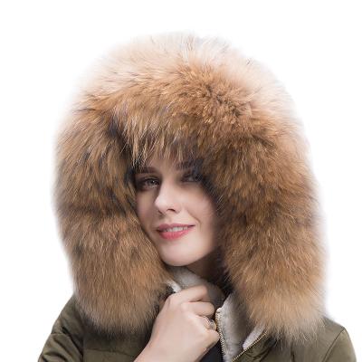 China Large Luxury Natural Raccoon Fur Collar for Hood Collar for sale