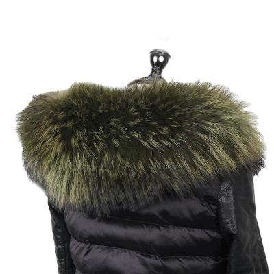 China Medium Custom Raccoon Fur Collar Trim For Parka Coat Hood for sale