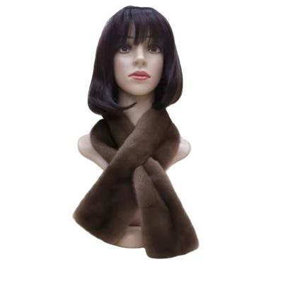 China Luxury Full Double Sided Mink Skin Scarf Real Mink Fur Scarf Black Double Sided Real Mink Fur Scarf For Men And Women for sale