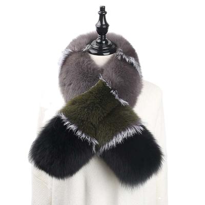 China Luxury Factory Custom Natural Fox Fur Collar Scarf Mixed Colors Patchwork Neck Collar Real Fox Fur for sale