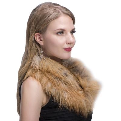 China Luxury Lady's Neck Warmer Natural Fox Fur Neck Ring Genuine Fox Fur Scarf Collar Knit Fluffy Fur Collar for sale