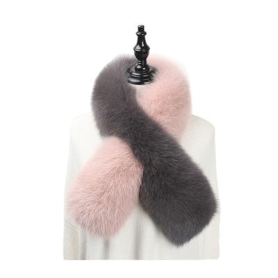 China Real Fox Fur Collar Natural Fox Fur Collar Fox Fur Scarf Women Luxury Winter Fluffy Scarf Real Fluffy Soft Lady Custom Made for sale