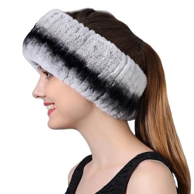 China Women's Neck Warmer Super Elastic Winter Real Fur Scarf Short Real Rex Rabbit Fur Headband Dual Use For Girl for sale