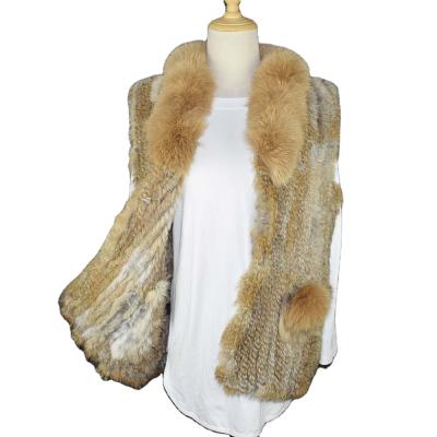 China Real Fox Fur Vest Real Fox Fur Rabbit Fur Vest Natural Fur Collar Sleeveless for sale