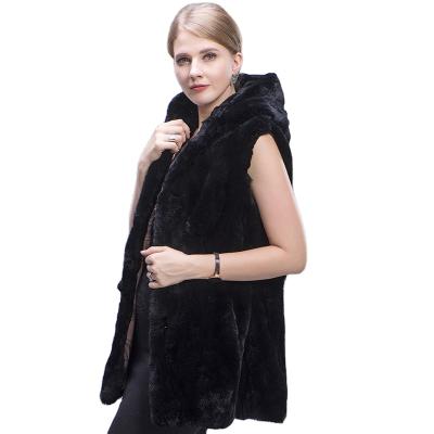 China Rabbit Fur Vest Color Women Windproof Natural Fur Coat for sale