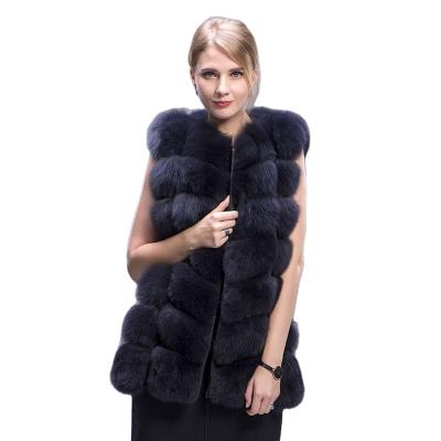 China Real Fox Style Thick Fur Vest Windproof Fur Coat 70cm Sleeveless Outwear Fox Fur Vest for sale