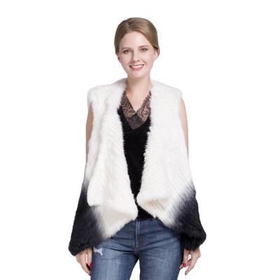 China Autumn Women Knit Real Rabbit Breathable Fur Vest for sale