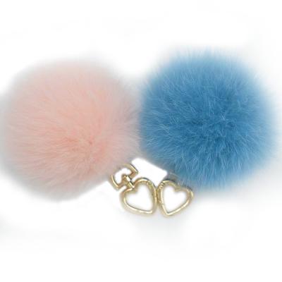 China Wholesale Cheap Fluffy Fox Fur Pompom Keychain Ball Key Chain For Bag Charm for sale