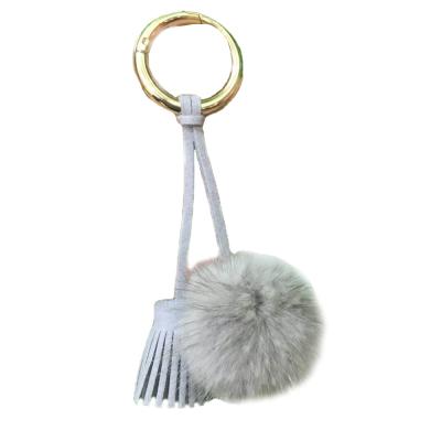 China Wholesale Mink Fur Pompoms Keychain Bag Mink Fur Ball Charm Real Mink Fur Pom Pom Balls With Tassels for sale