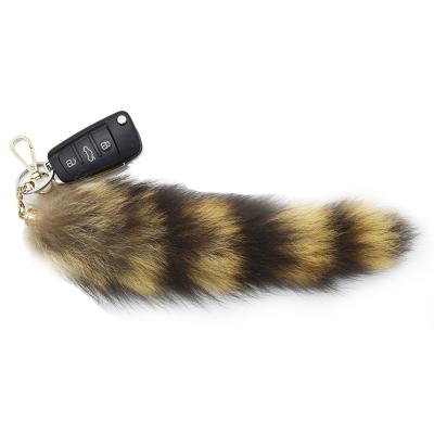 China Easy Natural Raccoon Fur Tail Key Chain America Raccoon Fur Tail Accessory for sale