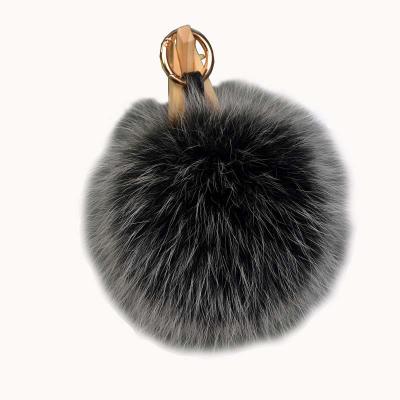 China Wholesale Natural Fur Pompom Bag Car Pendant Accessories Key Fox Fur Chain Charm for sale