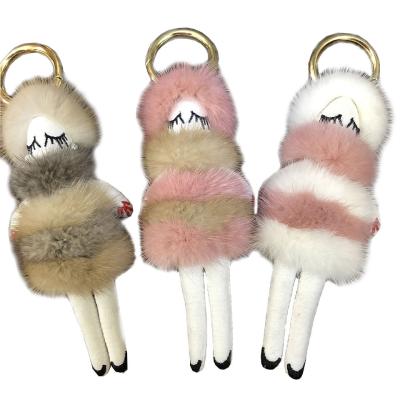 China Real Mink Fur Lady Doll Keychain Bag Luxury Luxury Charm for sale