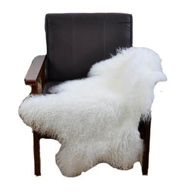 China Wholesale Cheap Natural Tibet Lamb Skin Cushioned Real Mongolian Lamb Fur Hide Blanket For Cushion for sale