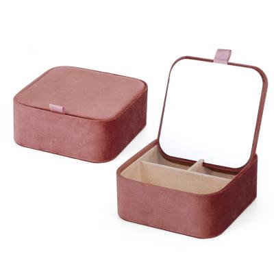 China With Packaging Organizer Custom Logo Small Travel Jewelry Box Naham Velvet Boxes Mirror Jewelry Portable Gift Storage for sale