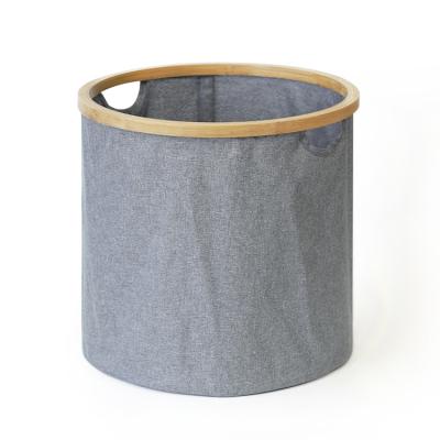 China Durable Eco-Friendly Laundry Basket Naham Round Large Bamboo Cloth Laundry Storage Basket Tissue Bin Hamper Foldable For Clothes for sale