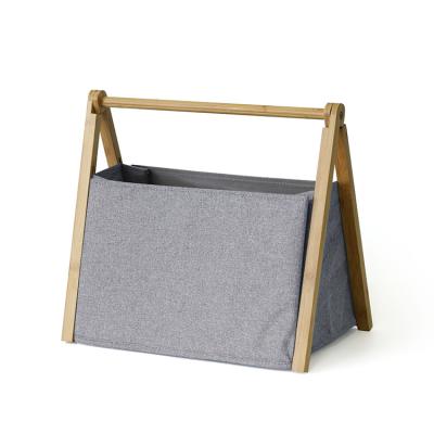 China Foldable Cloth Folding Toy Storage Baskets Naham Bedroom Clothes Storage Bin Containers with Bamboo Handles for sale