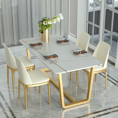 China Modern Popular Design Modern Dining Chair Leather Upholstered Black Marble Dining Table for sale