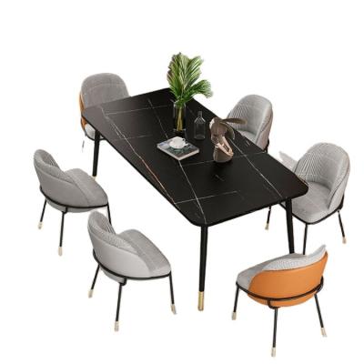 China Nordic reliable quality black marble table top restaurant 6 seater dining table for sale