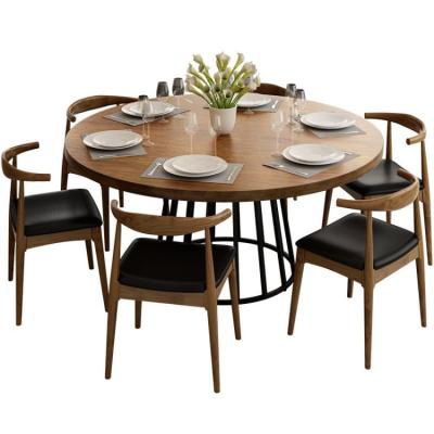 China Wood Modern Nordic Home Use Reception Dining Table Round Set Dining Chairs Set Of 6 for sale