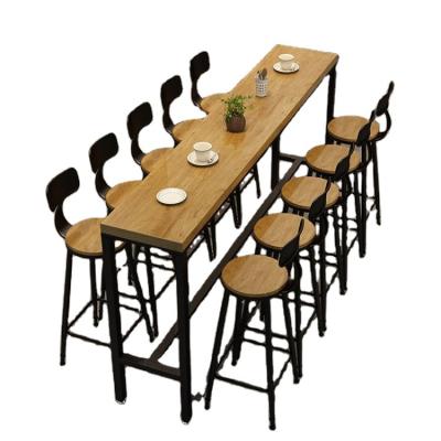 China Simple Design Modern Wooden Bar Chair Stools And Rectangle Table Set for sale