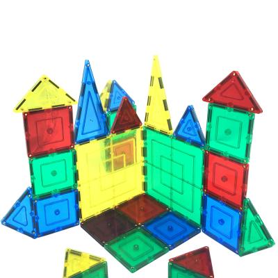 China Building Toy Glow in the Dark 70 Pieces Magnet Clear Magnetic Building Tiles for sale