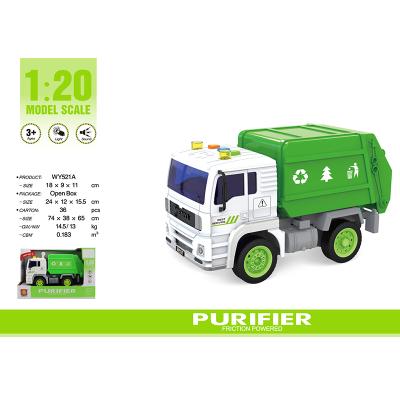 China Musical Rubbing Toy Construction 1:20 Scrubber Scrubber Powered Plastic Toy Waste Truck Scrubber Scrubber for sale