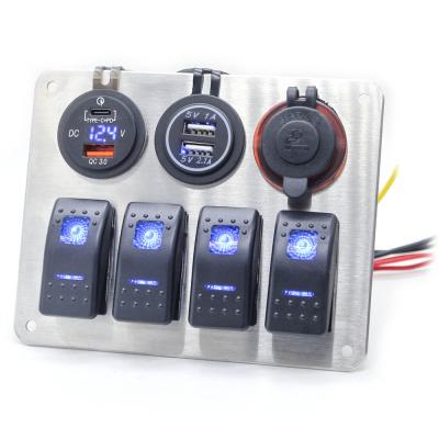 China Marine Boat Yacht Car RV WEIKEN Stainless Steel Switch Panel 12V Multi Functions For Boat Marine Yacht RV for sale