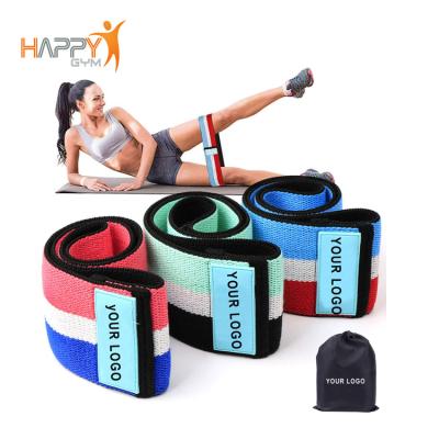 China Latest Lightweight Custom Printed Hip Circle Fabric Fitness Resistance Bands Set With Carry Bag for sale